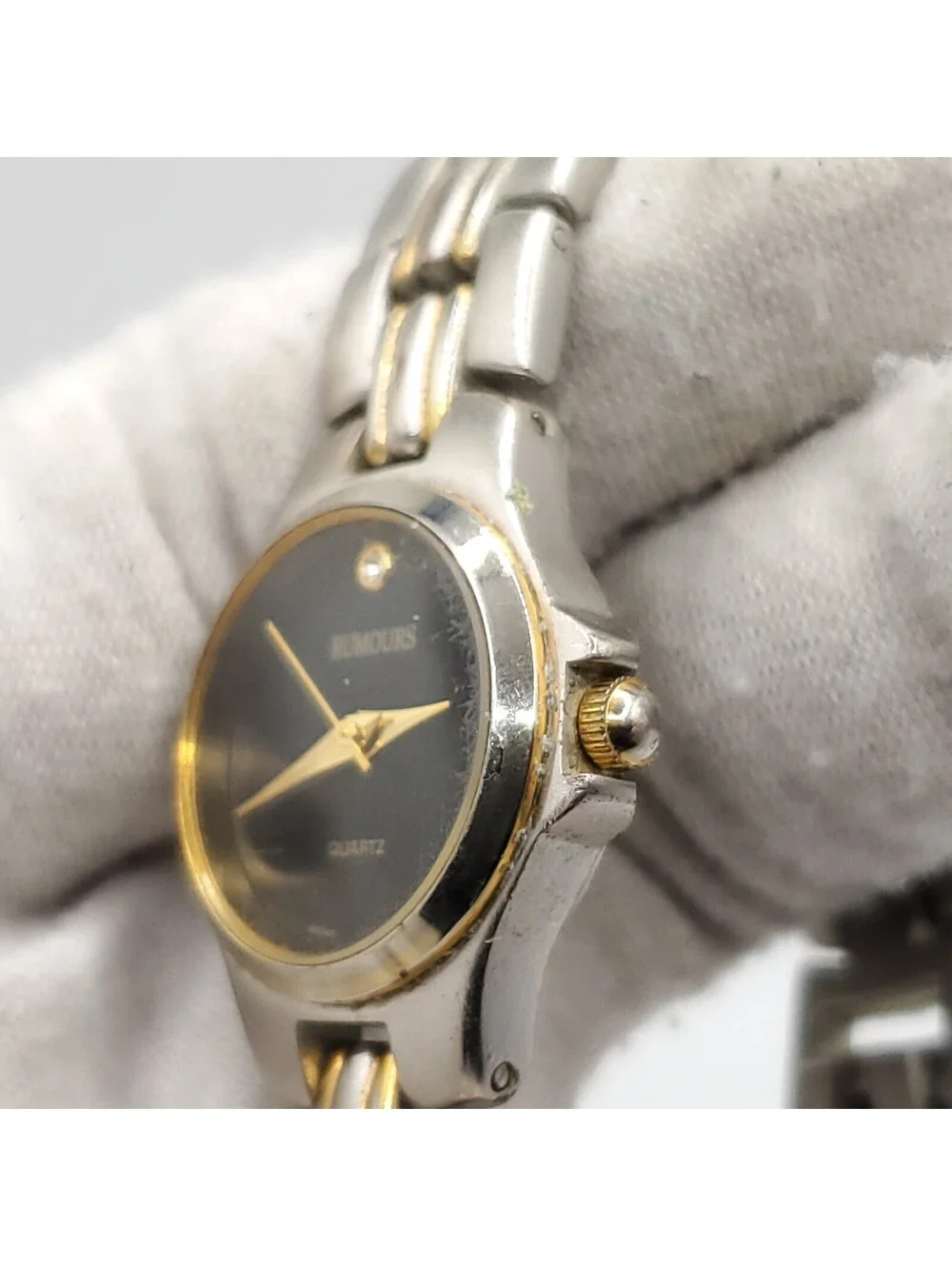 Rumours Quartz Watch Women 22mm Black Dial Two-Tone Round New Battery